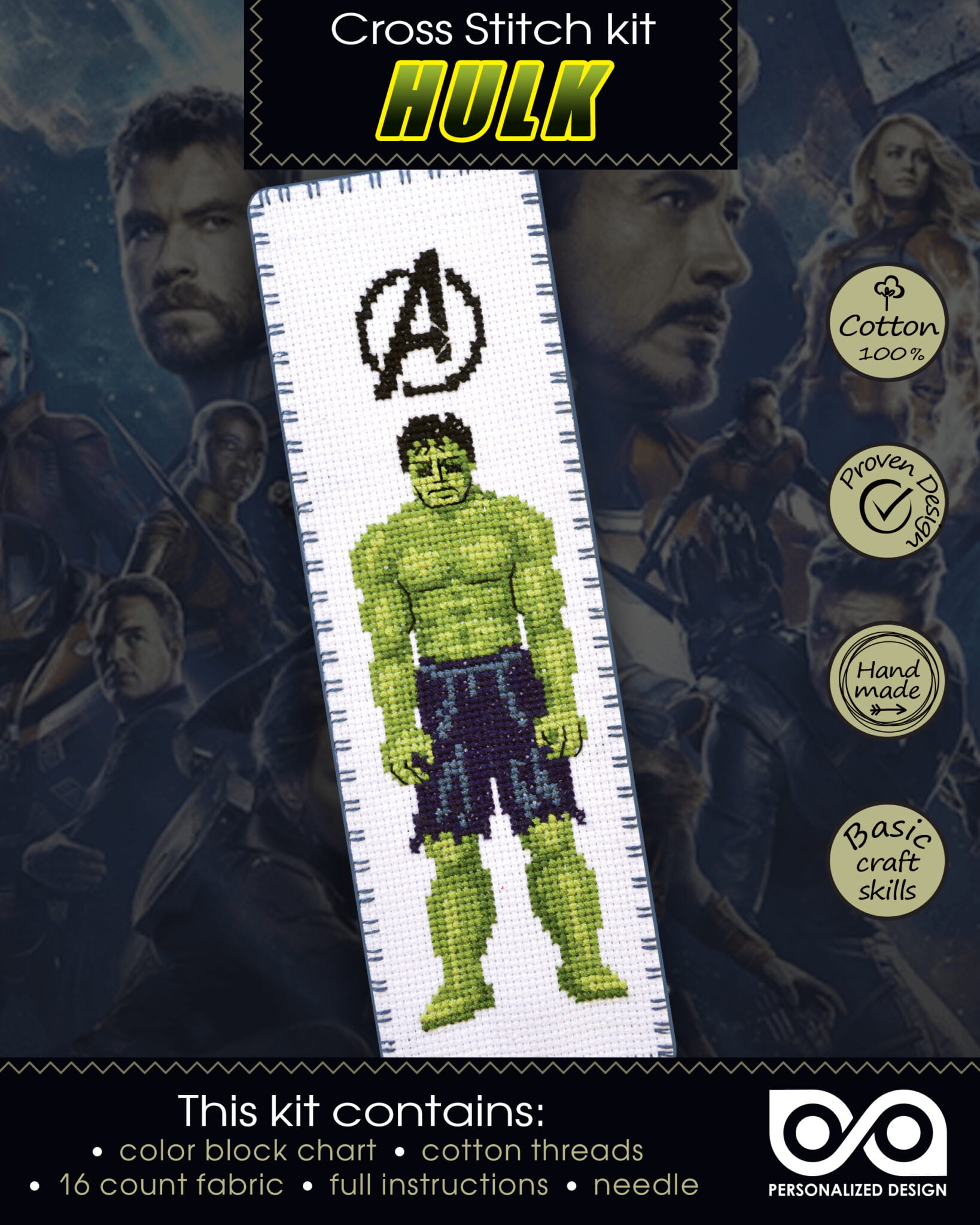 counted cross stitch kit the avengers hulk marvel