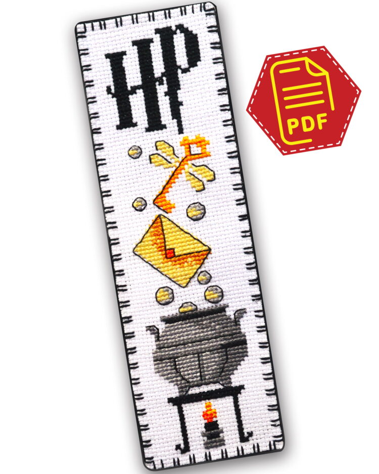 Counted Cross-Stitch Kit of Bookmark ‘Cauldron' - Harry Potter Hand Embroidery Kit with Pattern Design