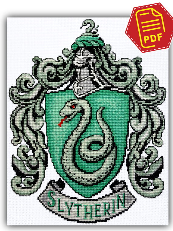 Slytherin House Crest cross stitch pattern
