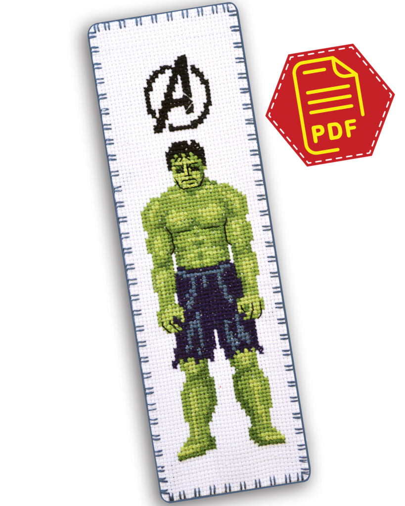 Hulk Pattern Print Counted Cross Stitch Pattern of Bookmark