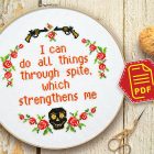 Counted cross stitch pattern - I can do all things through spite which strengthens me