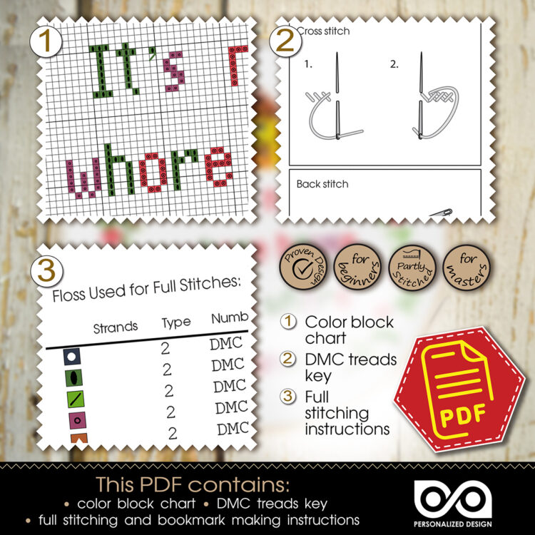 Counted cross stitch pattern - It's not a whore house it's a whore home 2