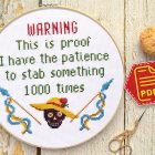 Counted cross stitch pattern - Warning! This is proof I have the patience to stab something 1000 times