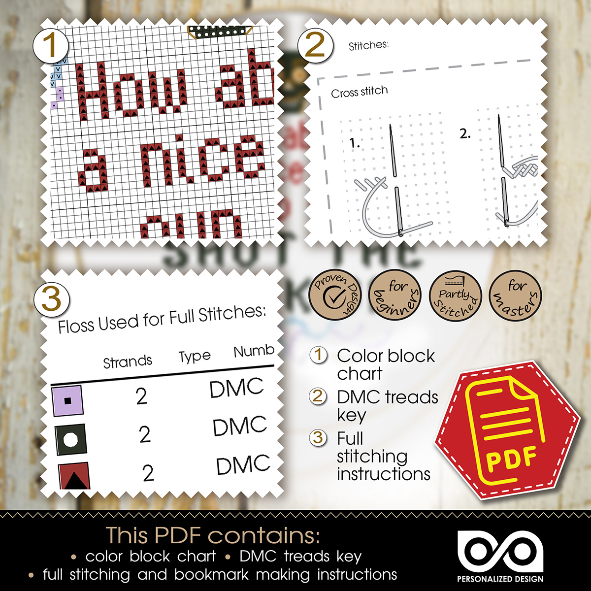 Counted Cross Stitch Bookmark Greetings - Electronic Download