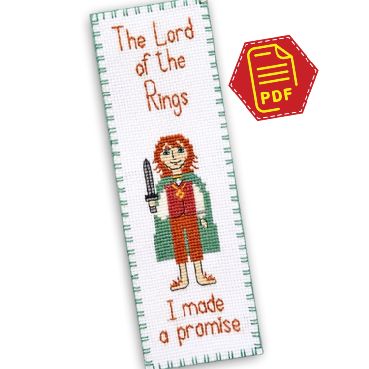 FREE cross stitch pattern of bookmark "Lord of The Rings: Frodo Baggins" - Download in PDF