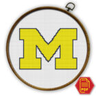 Michigan Wolverines logo counted cross stitch pattern