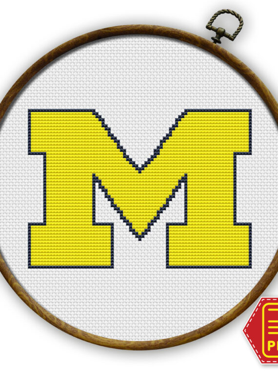 Michigan Wolverines logo counted cross stitch pattern