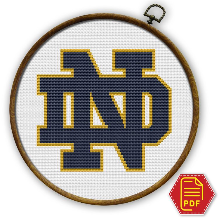 Notre Dame Fighting Irish logo counted cross stitch pattern - PDF Download
