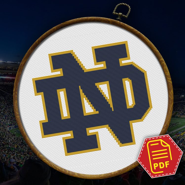 Notre Dame Fighting Irish logo counted cross stitch pattern bg - 02