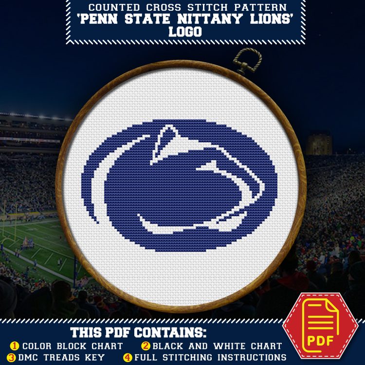 Penn State Nittany Lions logo counted cross stitch pattern - PDF Download