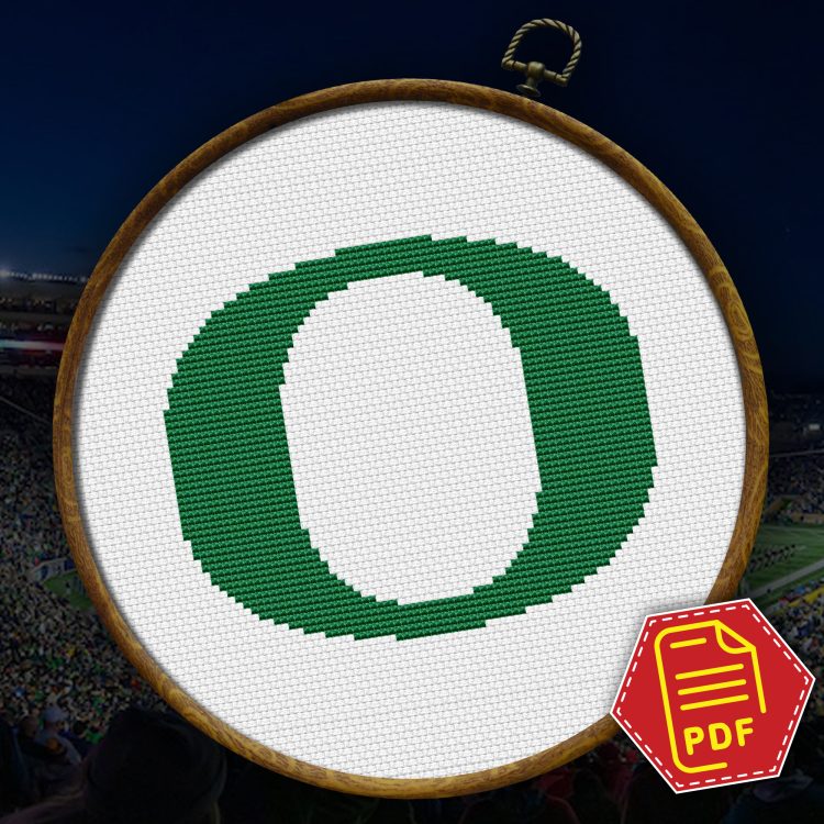Oregon Ducks logo counted cross stitch pattern bg - 02