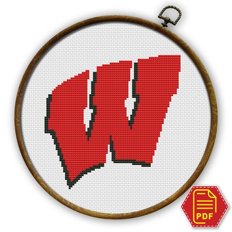 Wisconsin Badgers logo counted cross stitch pattern - PDF Download