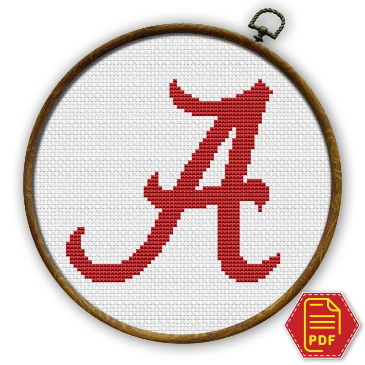 Alabama Crimson Tide logo counted cross stitch pattern - PDF Download