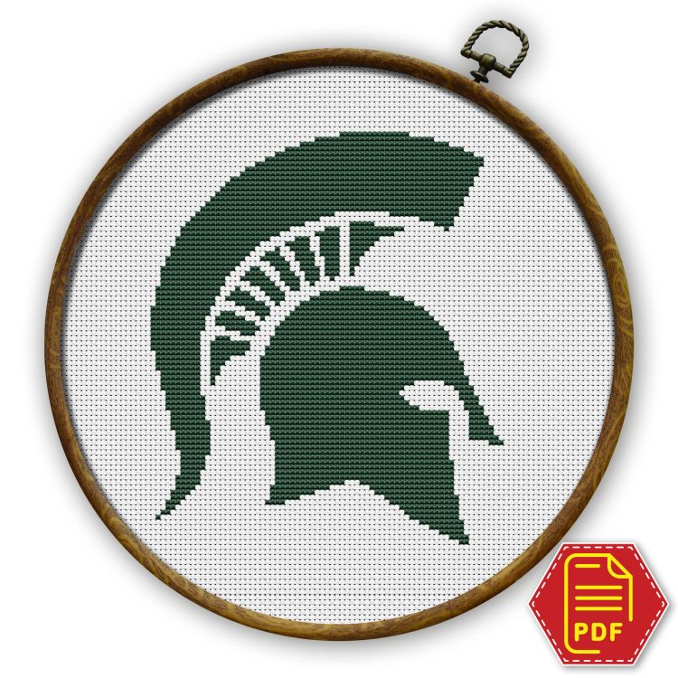 Michigan State Spartans logo counted cross stitch pattern - PDF Download