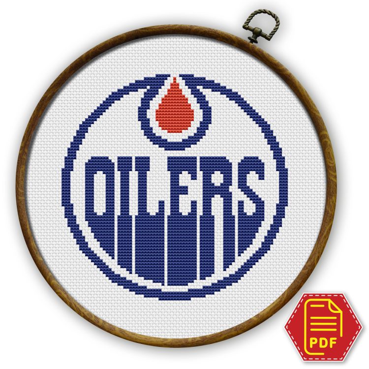 Edmonton Oilers Logo Counted Cross Stitch Pattern - Download in PDF