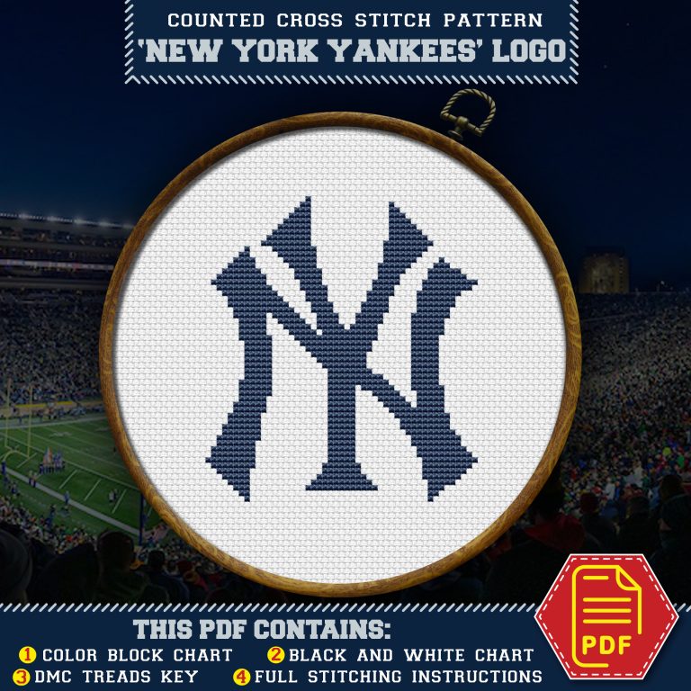 New York Yankees Logo Counted Cross Stitch Pattern - Download in PDF ...