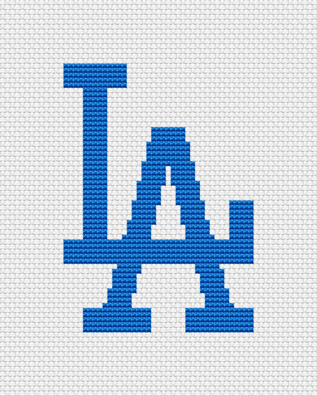 Los Angeles Dodgers logo - stitched on Aida canvas