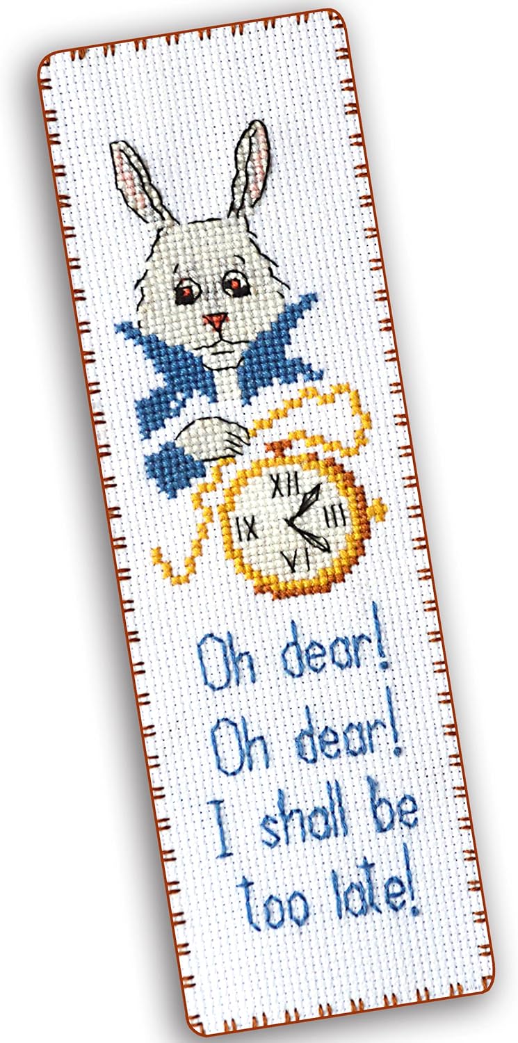 Counted Cross Stitch Bookmark Kit "Alice in Wonderland: White Rabbit"