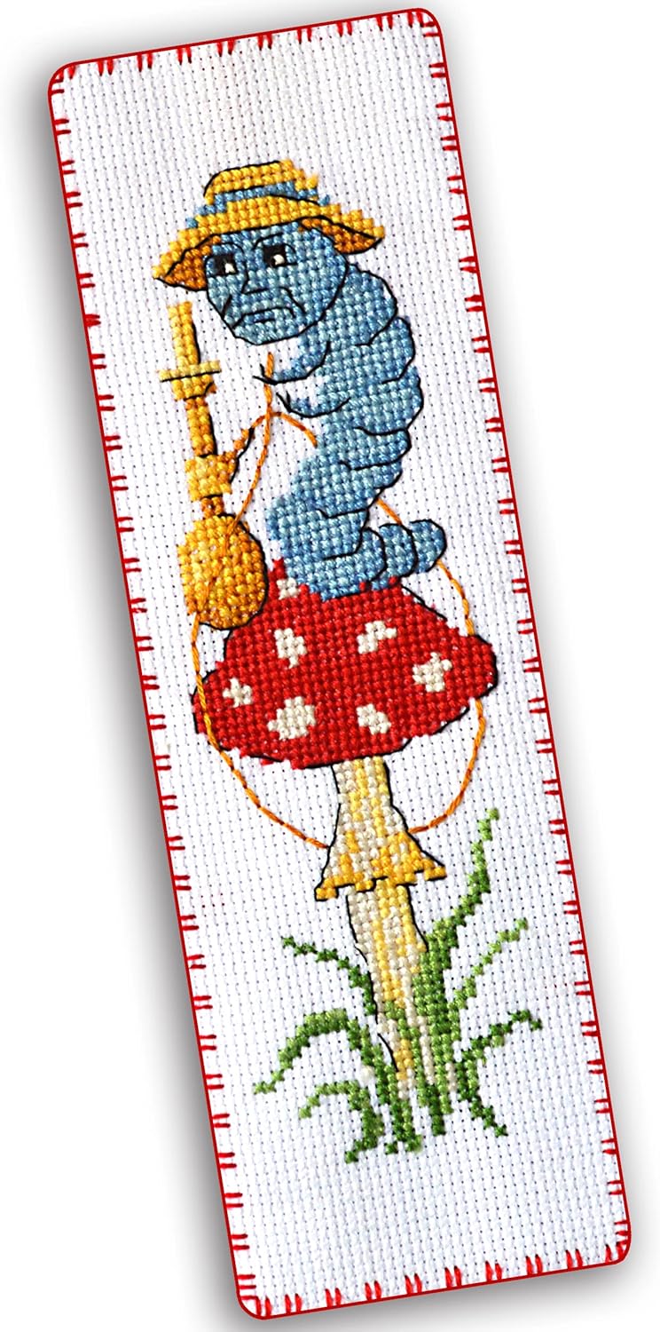 Counted Cross Stitch Bookmark Kit for Hand Embroidery “Alice in Wonderland: Caterpillar”