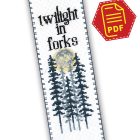 Bookmark cross stitch pattern Twilight in Forks - Download in PDF
