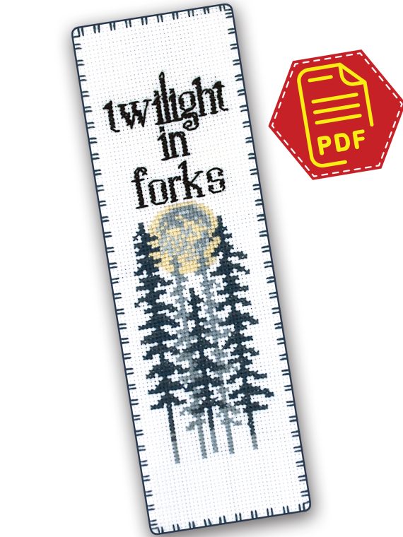 Bookmark cross stitch pattern Twilight in Forks - Download in PDF