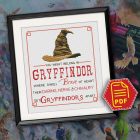 Counted cross stitch pattern Sorting Hat Faculties You might belong in Gryffindor – Download in PDF3