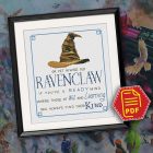 Counted cross stitch pattern Sorting Hat Faculties You might belong in Ravenclaw – Download in PDF3