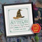 Counted cross stitch pattern Sorting Hat Faculties You might belong in Slytherin – Download in PDF3