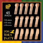 Disposable Wooden Cutlery Set Harry Party9