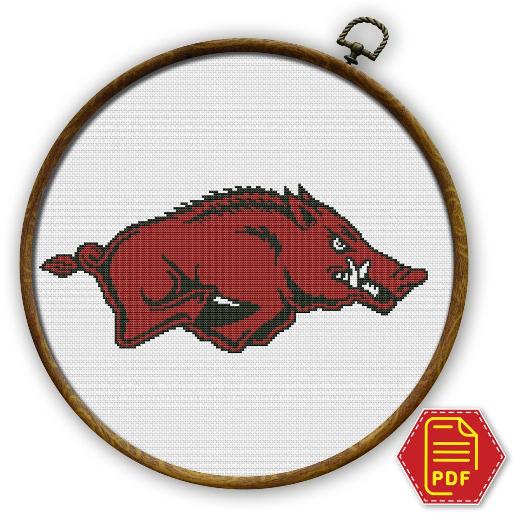 Cross Stitch Pattern Razorback Arkansas Razorbacks Logo Counted Cross Stitch Pattern - Download in PDF ...