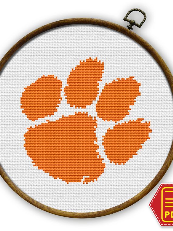 Clemson University - Clemson Tigers Logo Counted Cross Stitch Pattern