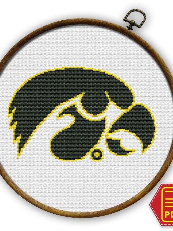 Iowa Hawkeyes Logo Counted Cross Stitch Pattern