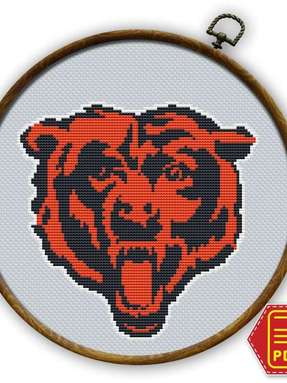 Chicago Bears Logo Counted Cross Stitch Pattern - Download in PDF