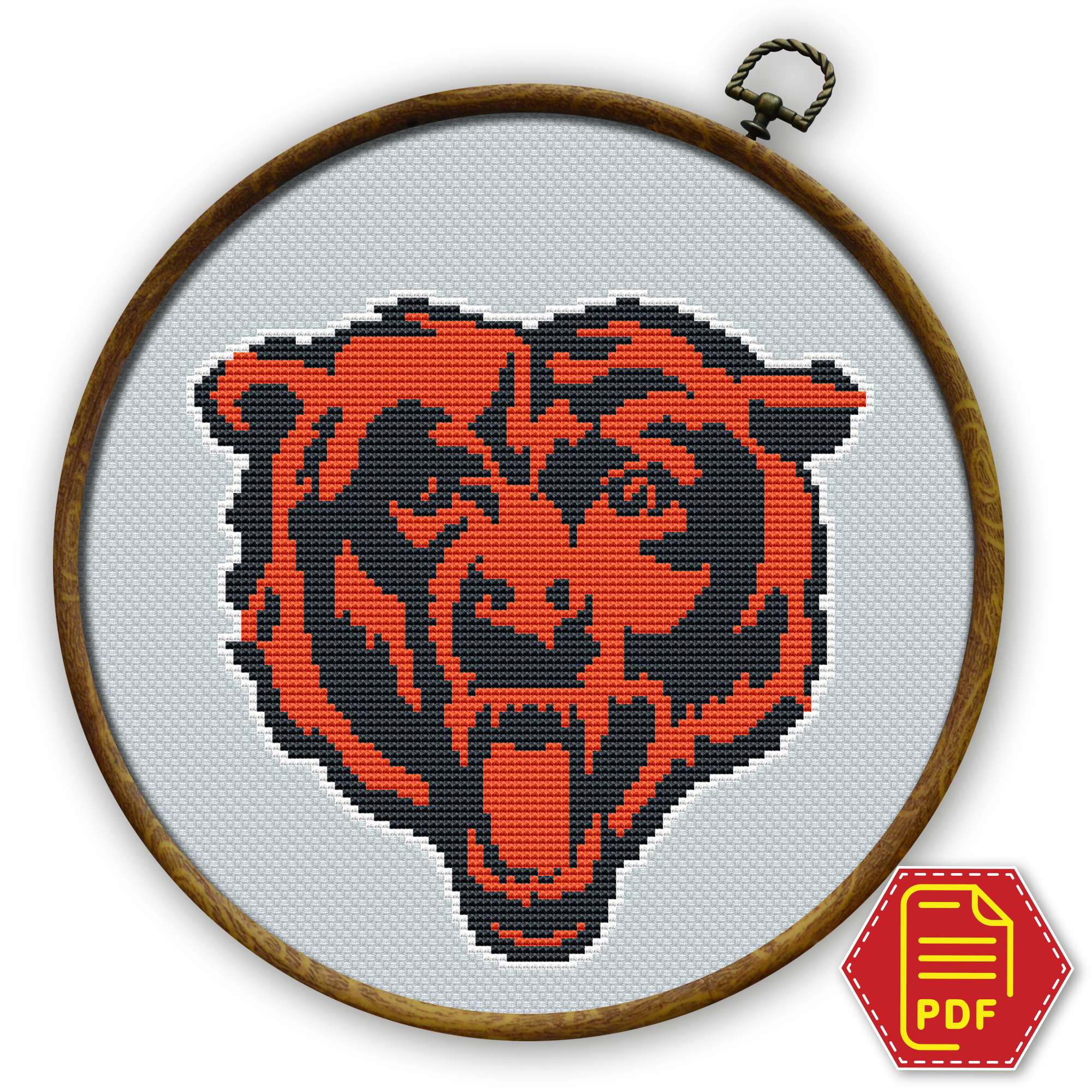 Chicago Bears pattern - Soldier Field NFL insignia Chicago Bears Logo Counted Cross Stitch Pattern - Download in PDF