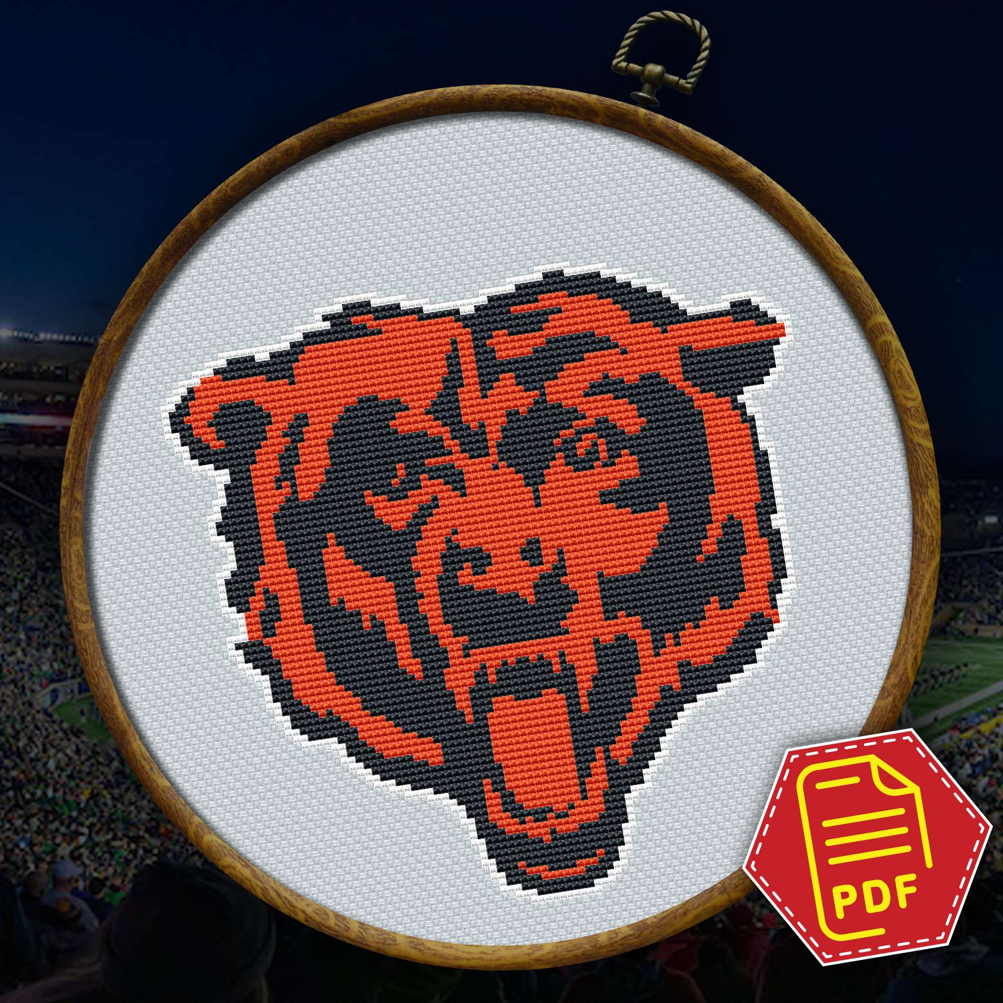 Chicago Bears Cross Stitch Mark Details and Dimensions