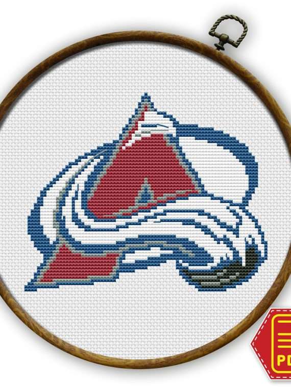 Colorado Avalanche Logo Counted Cross Stitch Pattern - Download in PDF