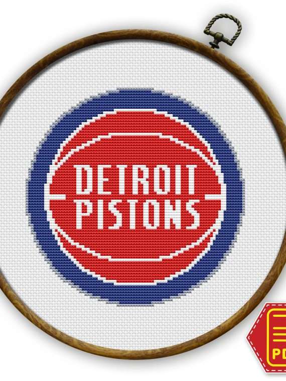 Detroit Pistons Logo Counted Cross Stitch Pattern - Download in PDF