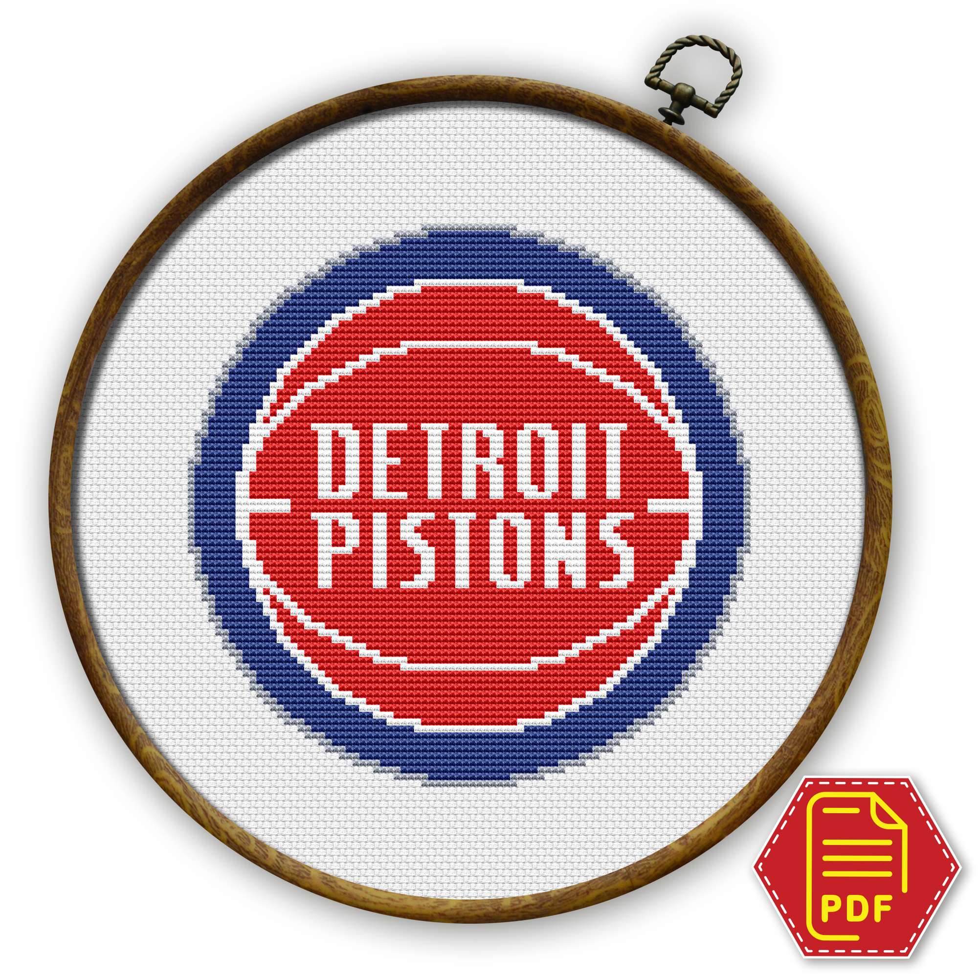 Detroit Pistons - Little Caesars Arena - sports emblem Detroit Pistons Logo Counted Cross Stitch Pattern - Download in PDF