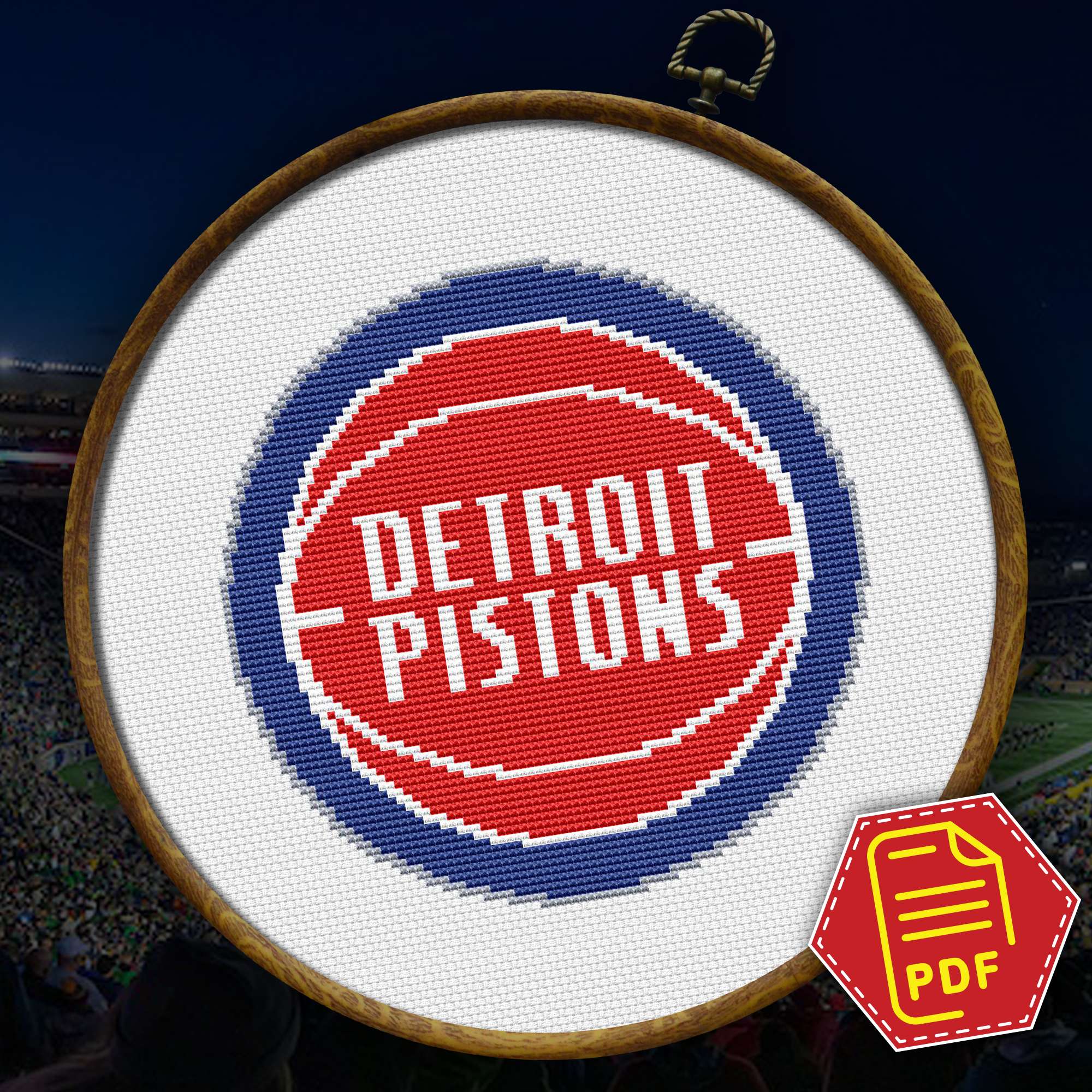 Detroit Pistons Crest Embroidery Pattern Details - Size and Info