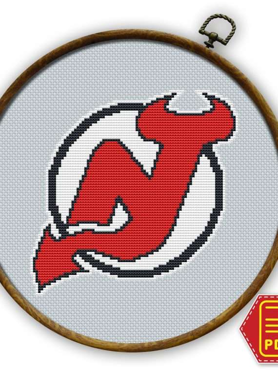 New Jersey Devils Logo Counted Cross Stitch Pattern - Download in PDF