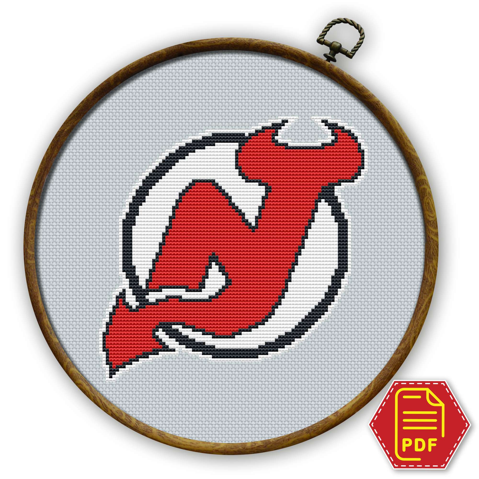 New Jersey Devils sports emblem - counted embroidery patternv New Jersey Devils Logo Counted Cross Stitch Pattern - Download in PDF