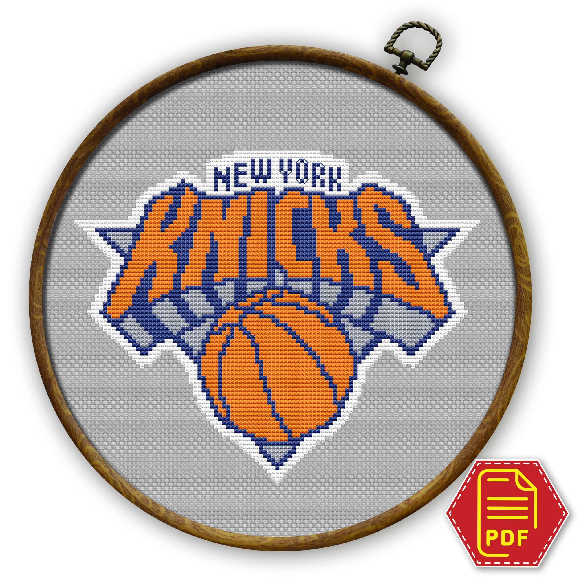 New York Knicks sports emblem - counted cross stitch pattern New York Knicks Logo Counted Cross Stitch Pattern - Download in PDF