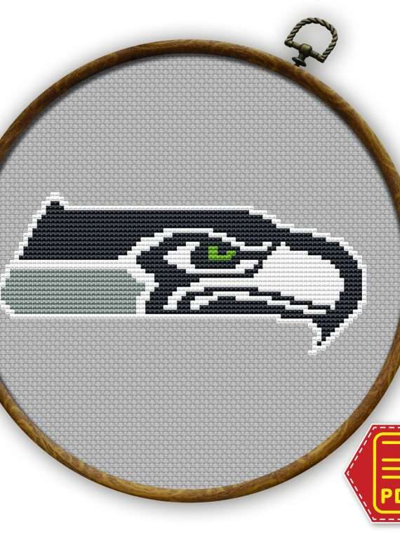 Seattle Seahawks Logo Counted Cross Stitch Pattern - Download in PDF