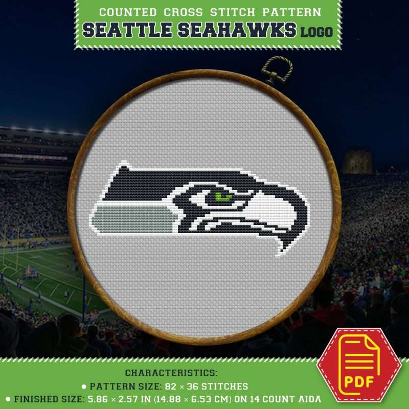 Seahwk Pattern Seattle Seahawks Logo Counted Cross Stitch Pattern - Download in PDF ...