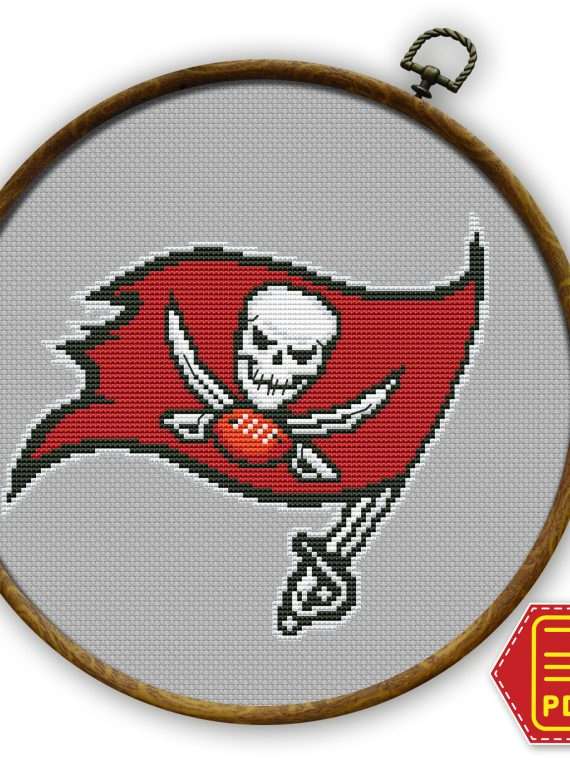 Tampa Bay Buccaneers Logo Counted Cross Stitch Pattern - Download in PDF