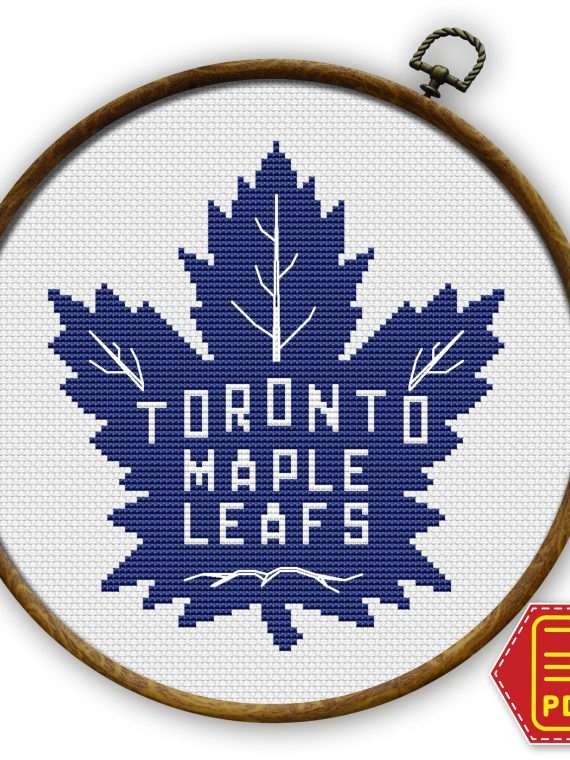 Toronto Maple Leafs Logo Counted Cross Stitch Pattern - Download in PDF