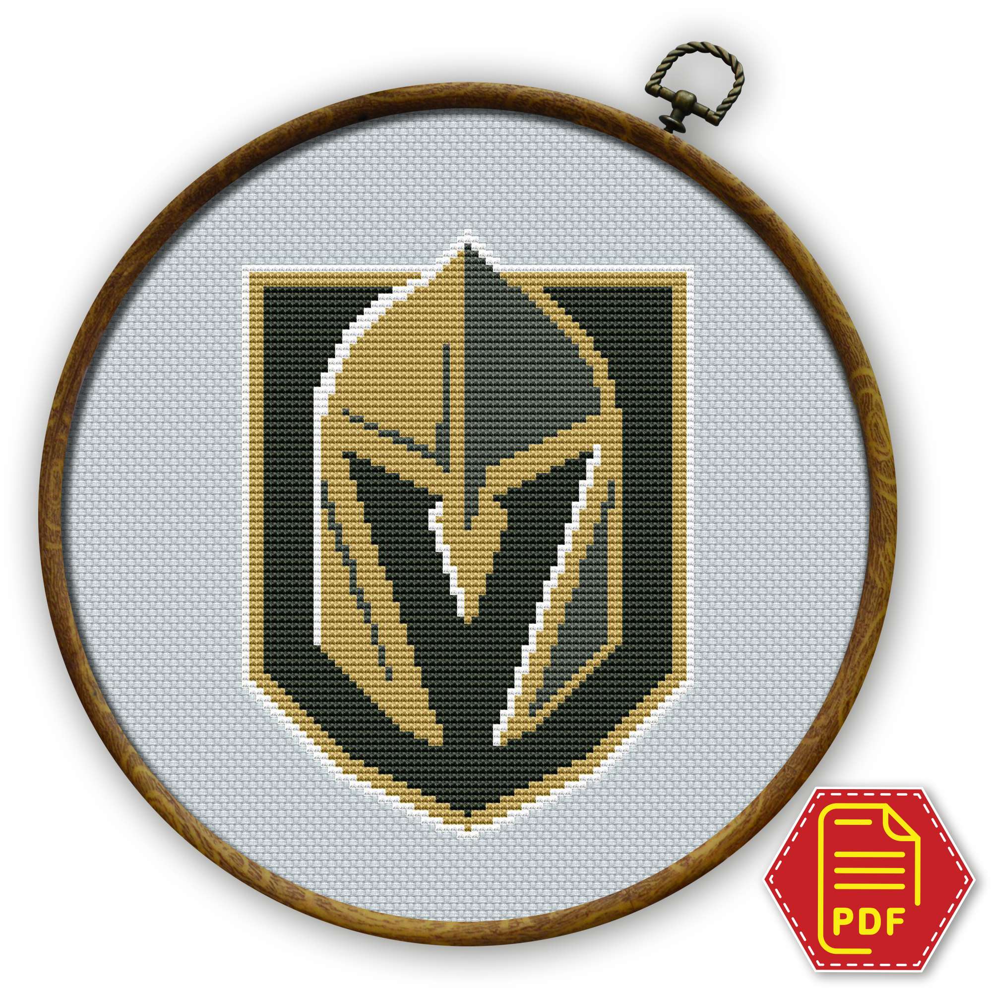 Vegas Golden Knights NHL emblem - counted embroidery pattern - T-Mobile Arena Vegas Golden Knights Logo Counted Cross Stitch Pattern - Download in PDF