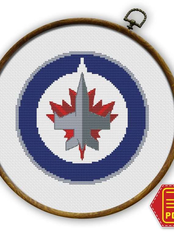 Winnipeg Jets Emblem Counted Cross Stitch Pattern - Download in PDF