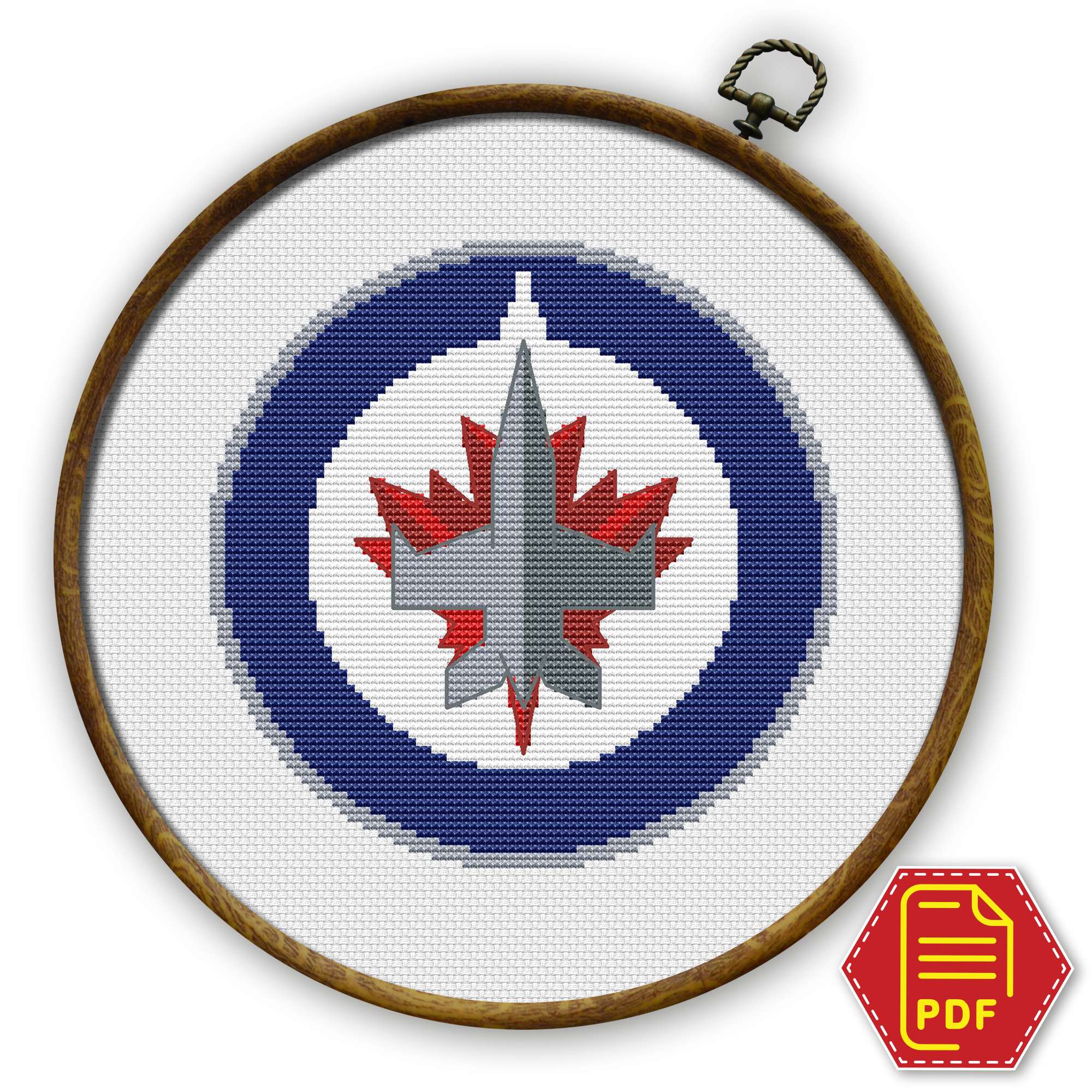 Winnipeg Jets NHL insignia - emblem counted embroidery pattern - Canada Life Centre Winnipeg Jets Emblem Counted Cross Stitch Pattern - Download in PDF