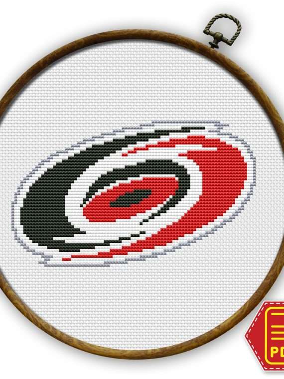 Carolina Hurricanes Emblem Counted Cross Stitch Pattern - Download in PDF